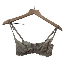 Free People Nude Beige Lace Mesh Unlined Underwire Bra 34A
